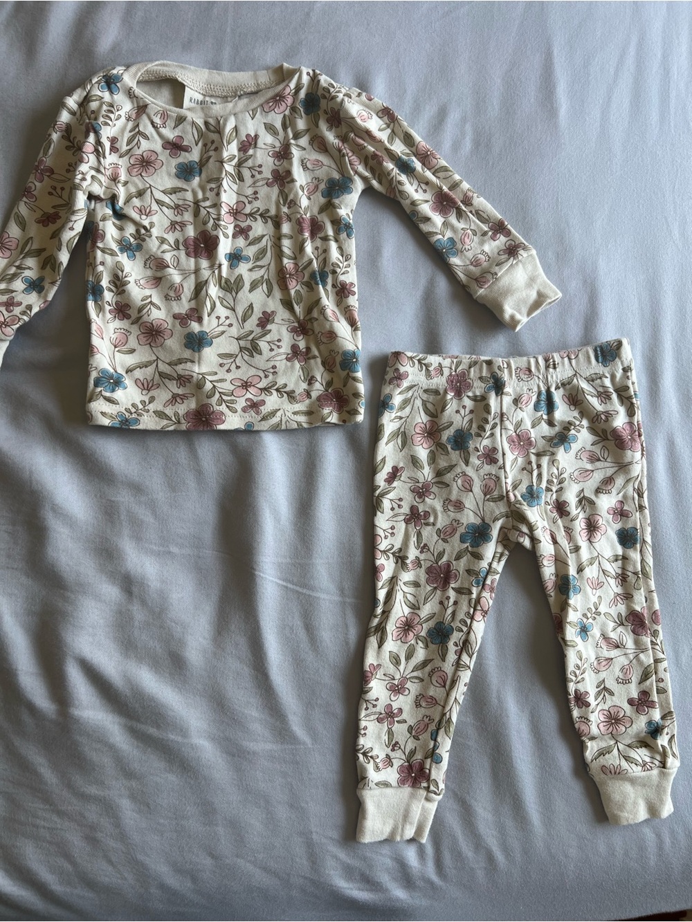 Rabbit + bear baby girl matching set